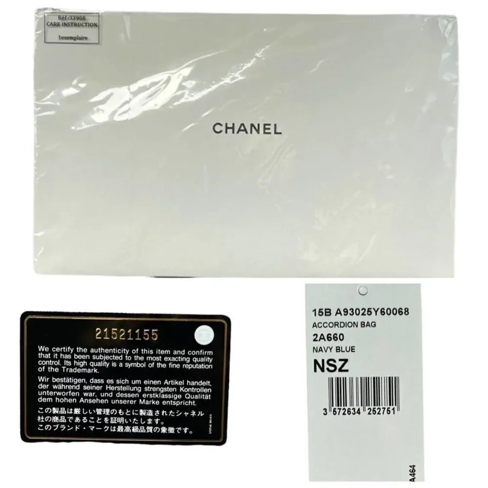 Chanel Accordion Large Quilted Crackled Handbag Blue